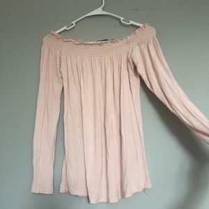 Boohoo Pink Off the Shoulder Long Sleeve Too